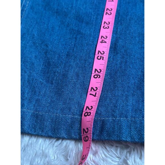 Vintage 90s Candie's XS/S Blue Denim Jean Midi Skirt with Buttons and Slit - Picture 4 of 6